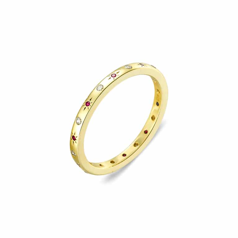 Ruby Pink CZ Star Fine Band Ring