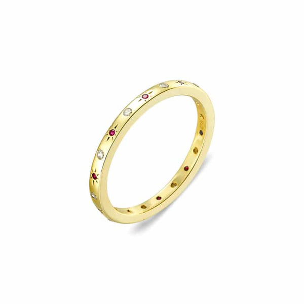 Ruby Pink CZ Star Fine Band Ring