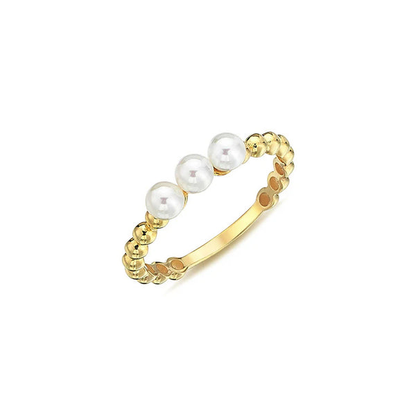 9ct Yellow Gold Freshwater Pearl Beaded Ring