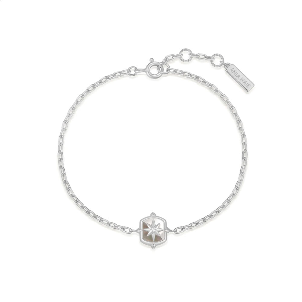 Silver Colour-Block Mother of Pearl Star Bracelet