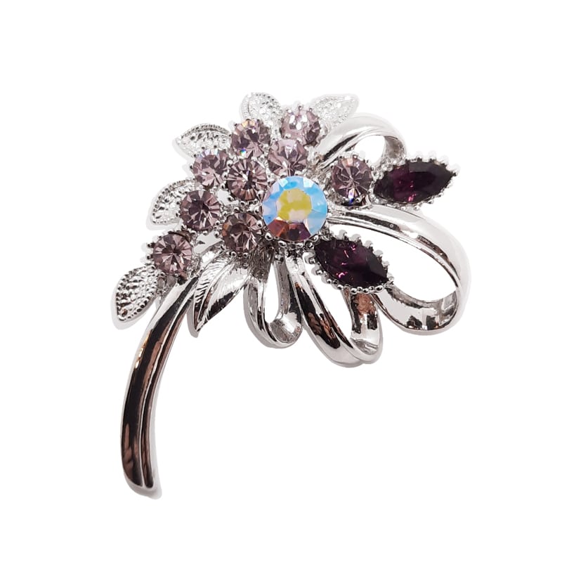 Small Bouquet Crystal Brooch Purple