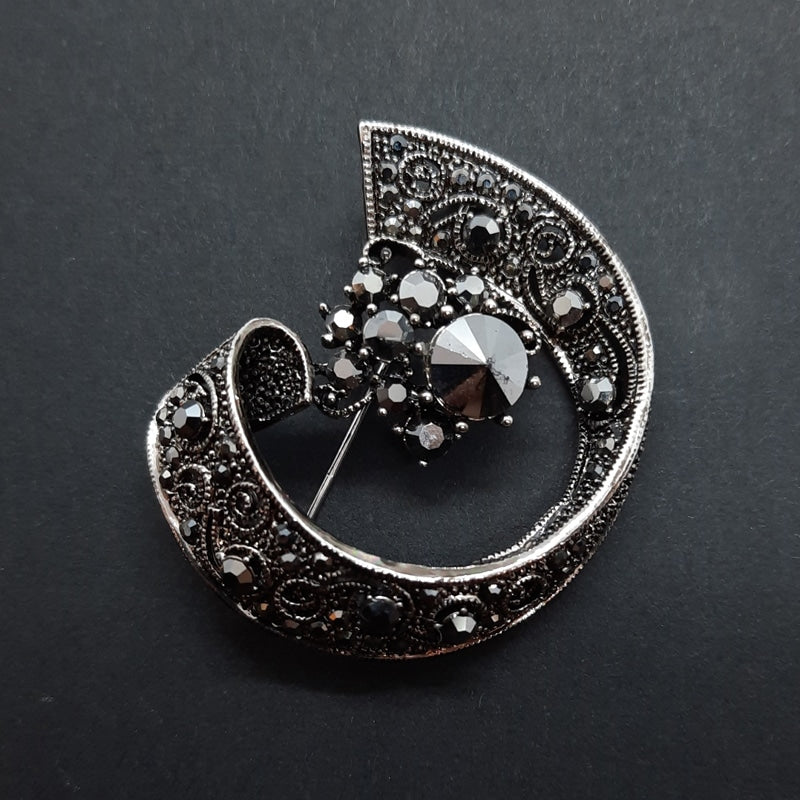 Black Crystal Brooch