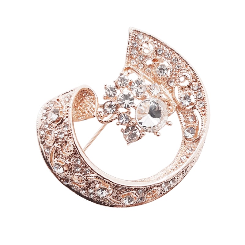 Rose Gold Colour Crystal Brooch