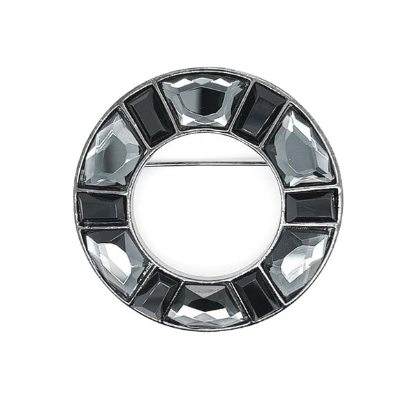Doughnut Shape Crystal Brooch Black