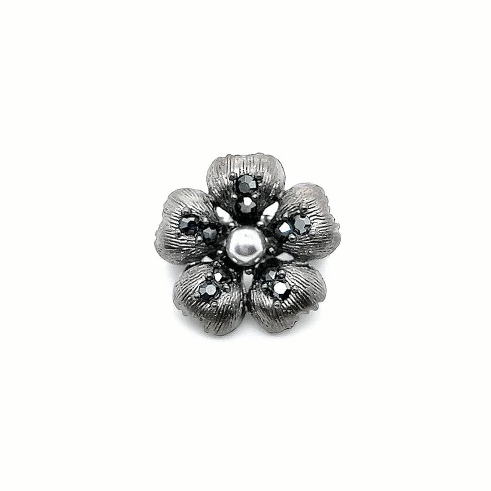 Faux Pearl Flower Small Support Brooch Black