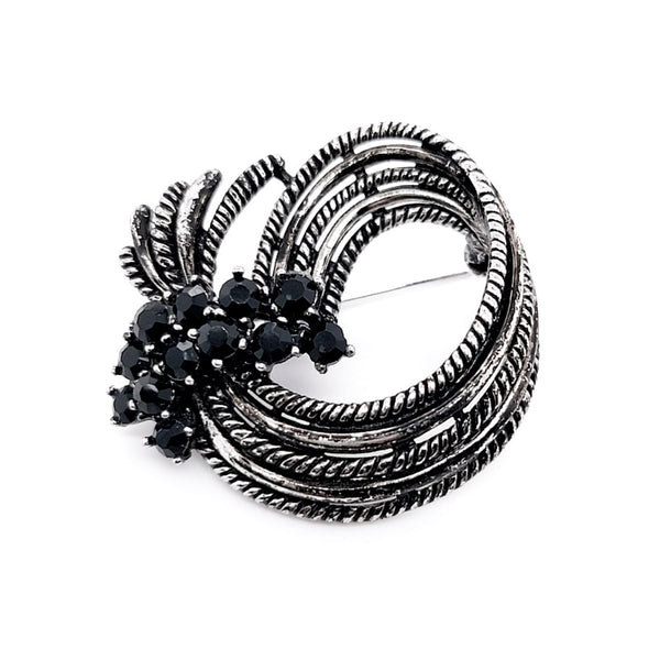 Black Colour Crystal Brooch Gun Metal
