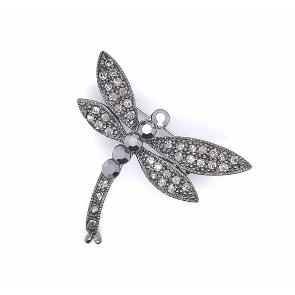Small Dragonfly Black Brooch
