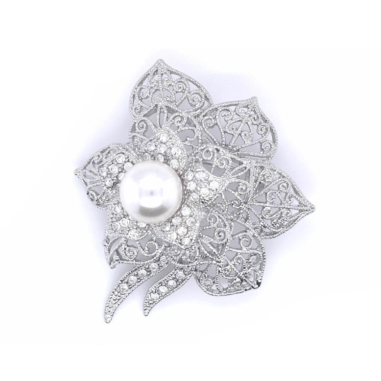 Flower Faux Pearl Brooch