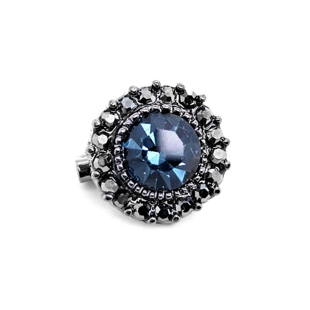 Crystal Small Support Brooch Deep Blue