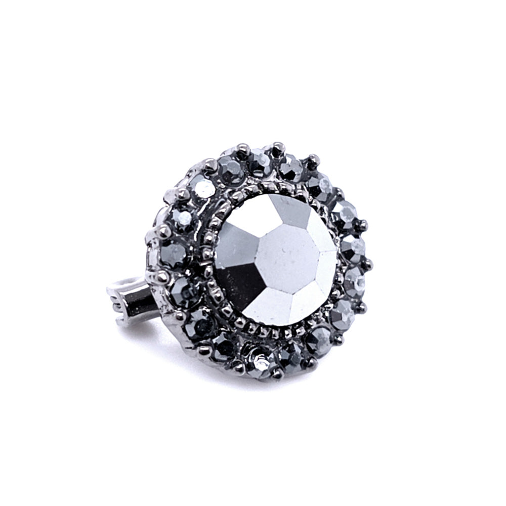 Crystal Small Support Brooch Black
