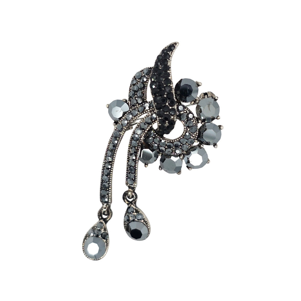 Black Colour Crystal Charm Brooch 2
