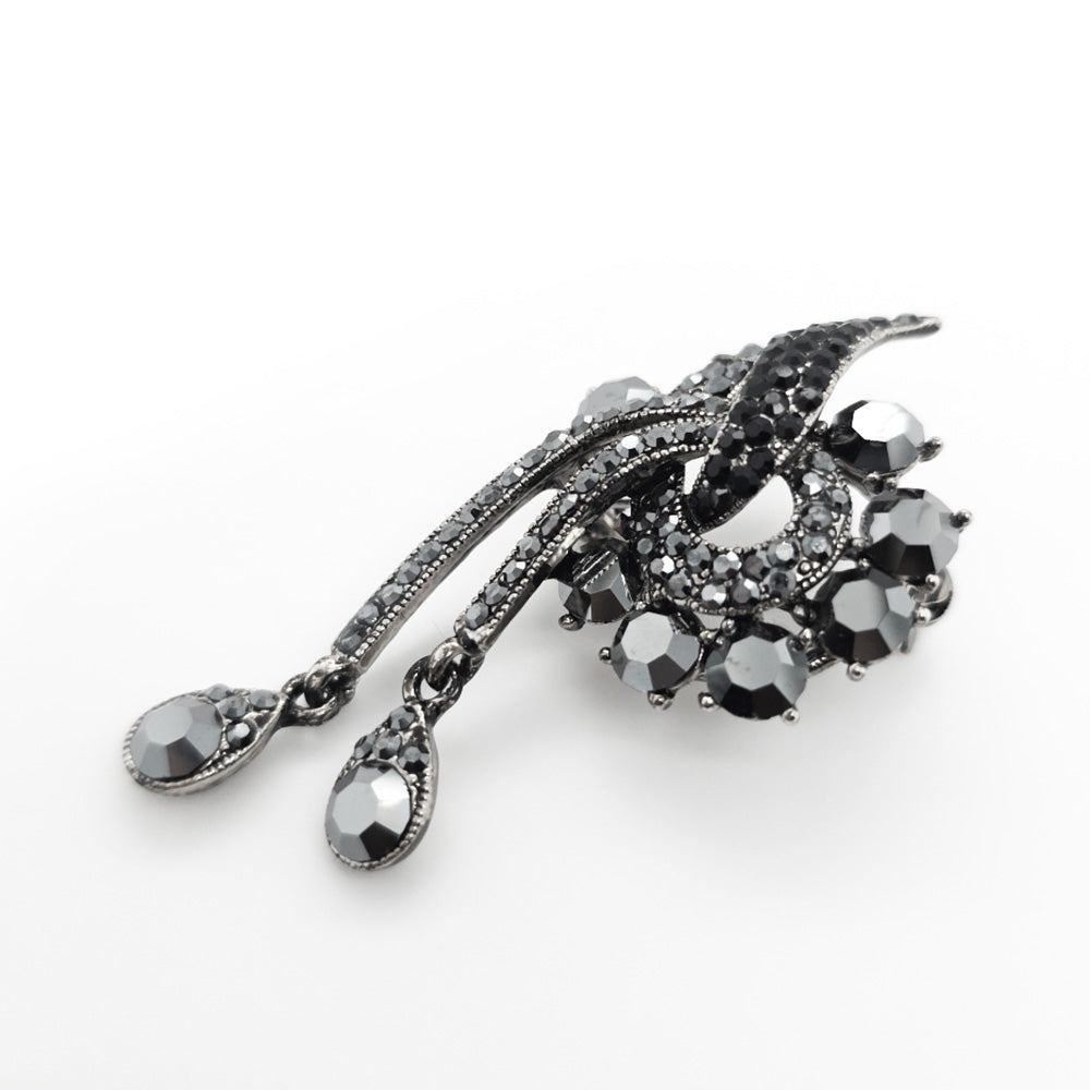 Black Colour Crystal Charm Brooch 2