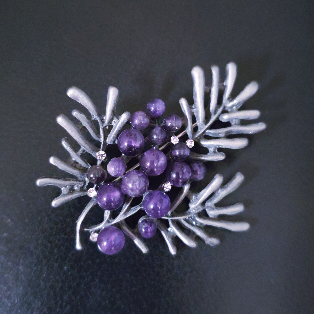 Amethyst Beads Brooch