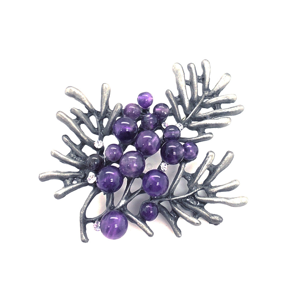 Amethyst Beads Brooch