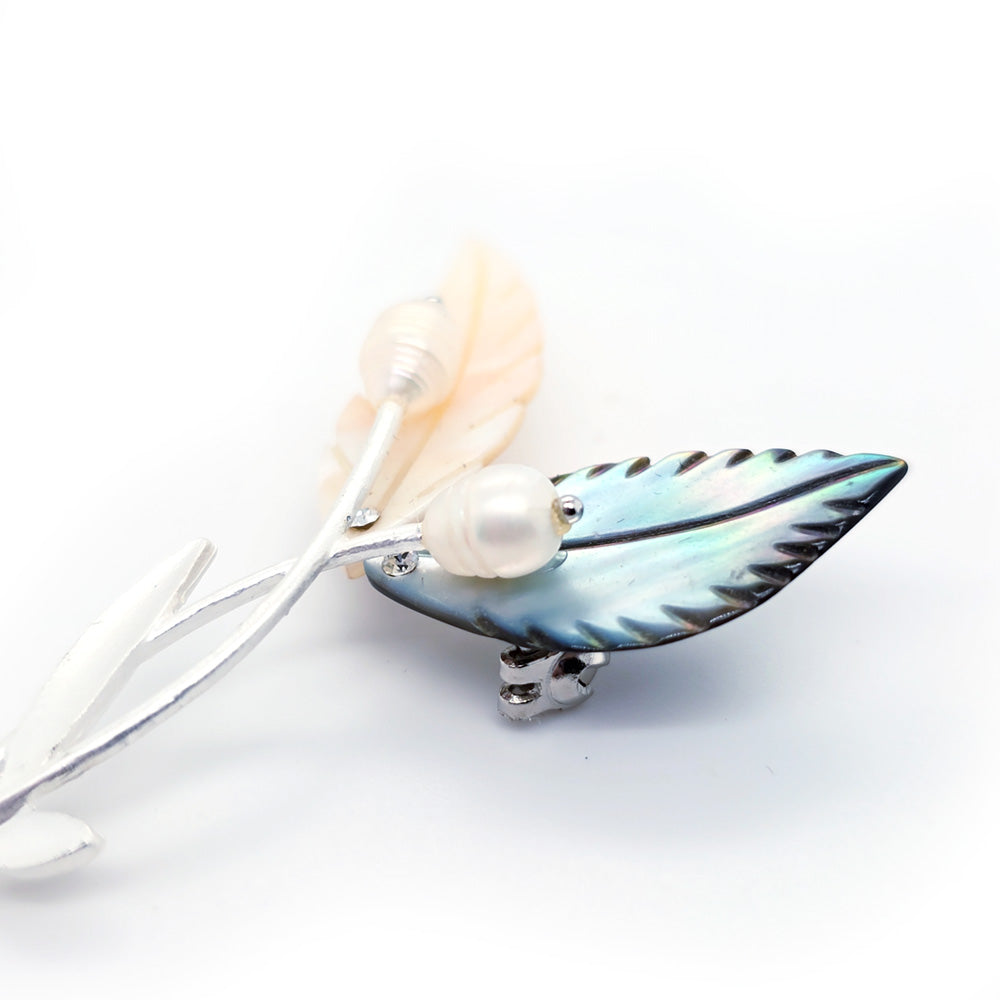 White and Black Mother of Pearl Brooch
