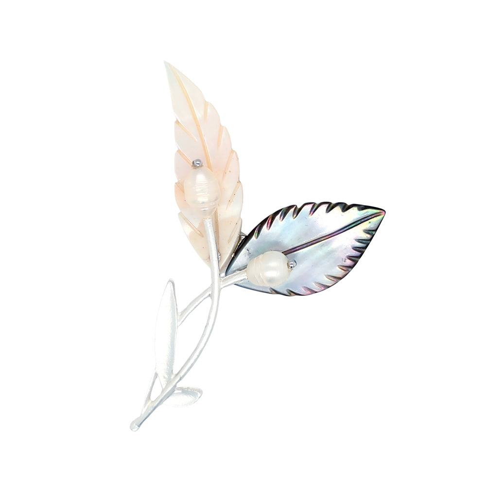 White and Black Mother of Pearl Brooch