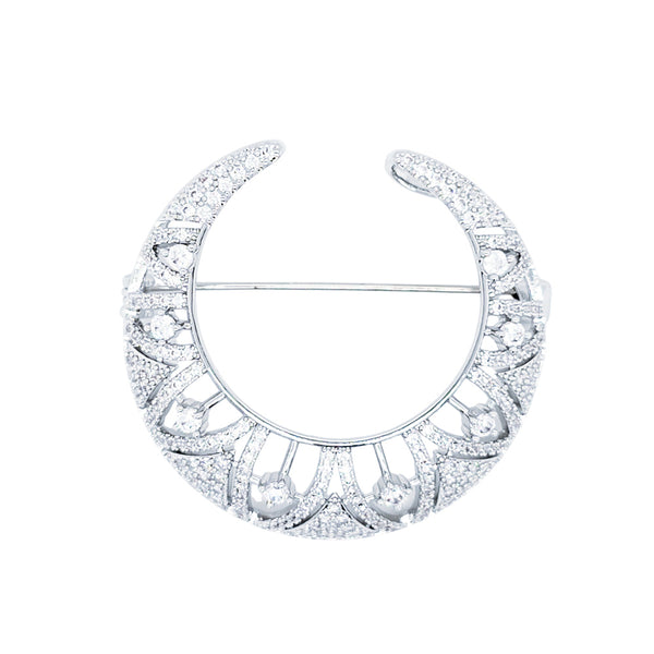 Crystal Crescent Moon Vintage Brooch or Pendant