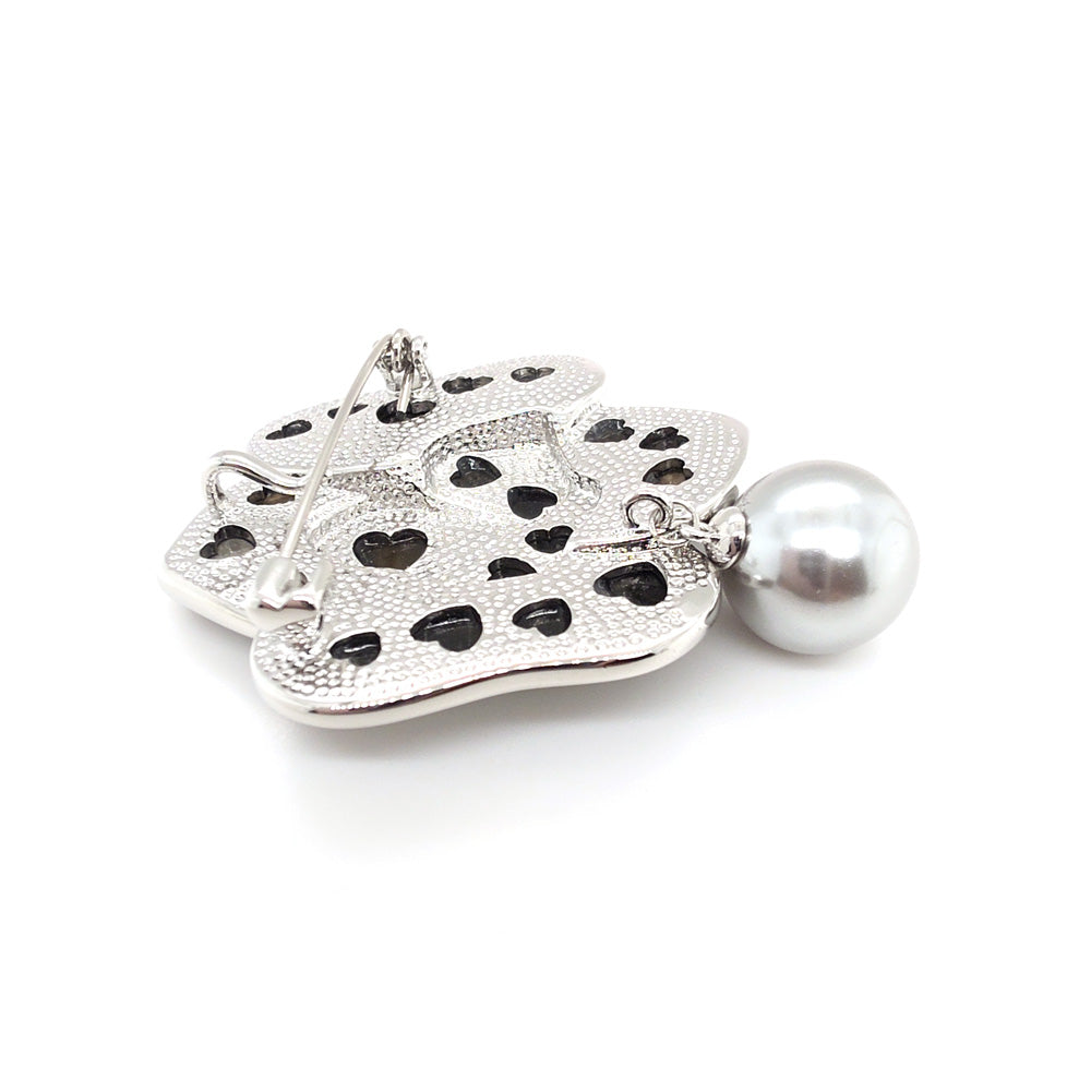 Black Mother of Pearl Rose Brooch or Pendant