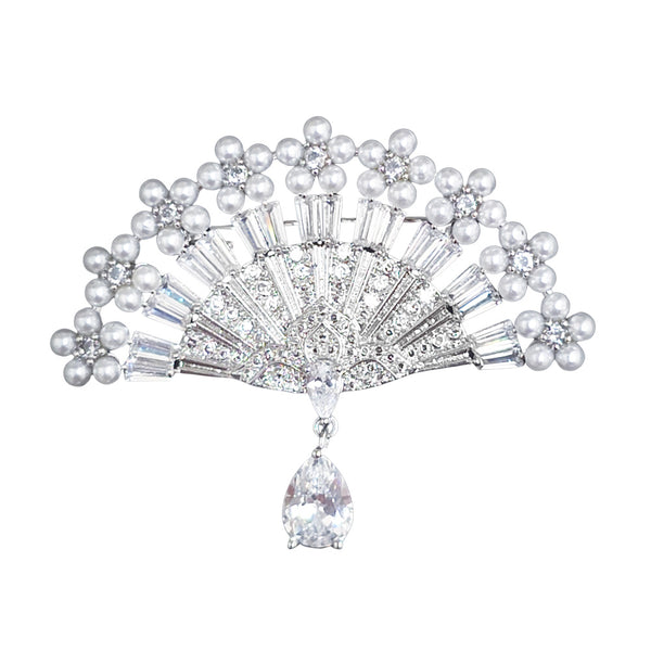 Crystal Vintage Style Fan Brooch