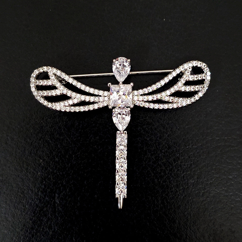 Crystal Dragonfly Brooch