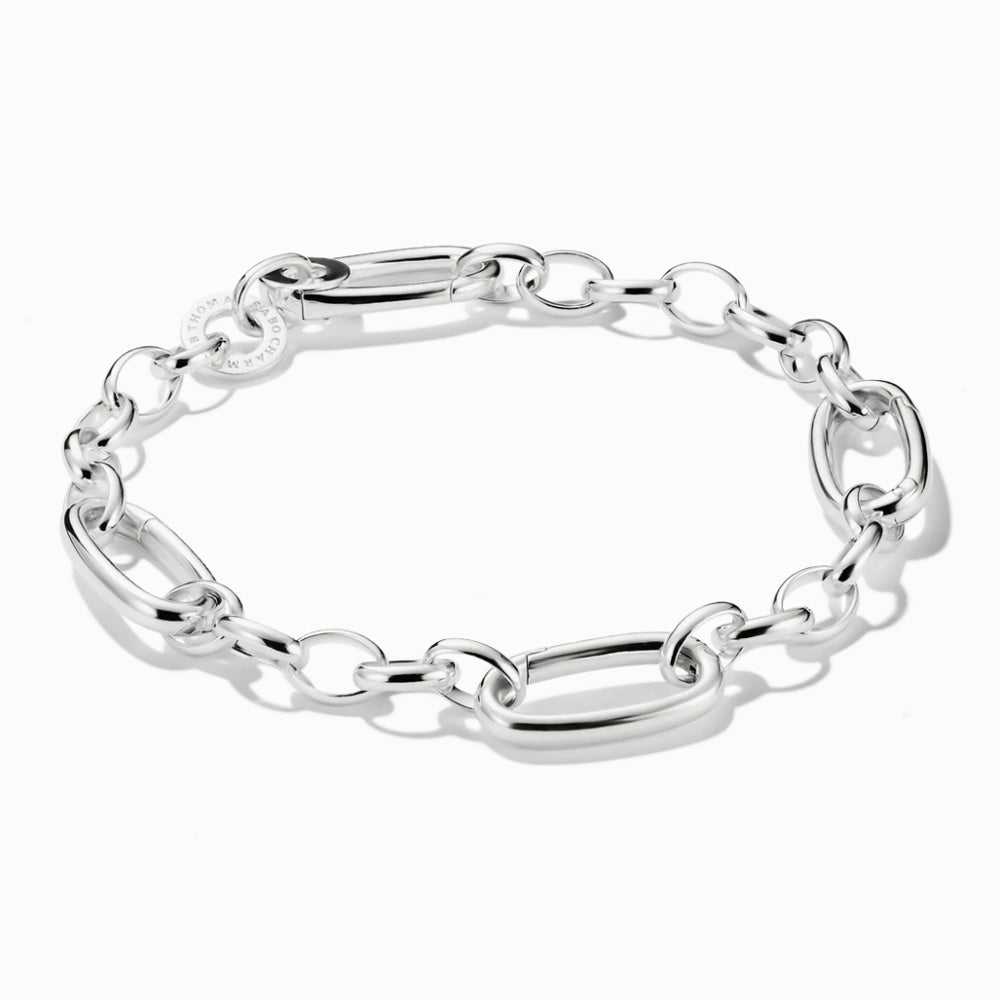 Charm Bracelet with Three Connect Links Silver