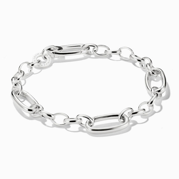 Charm Bracelet with Three Connect Links Silver