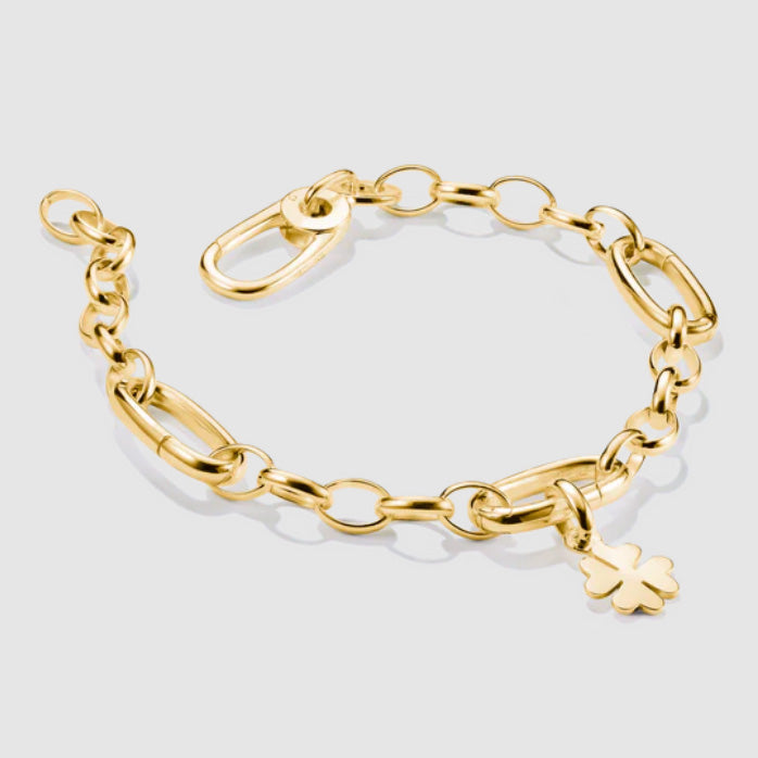 Charm Bracelet with Three Connect Links Gold