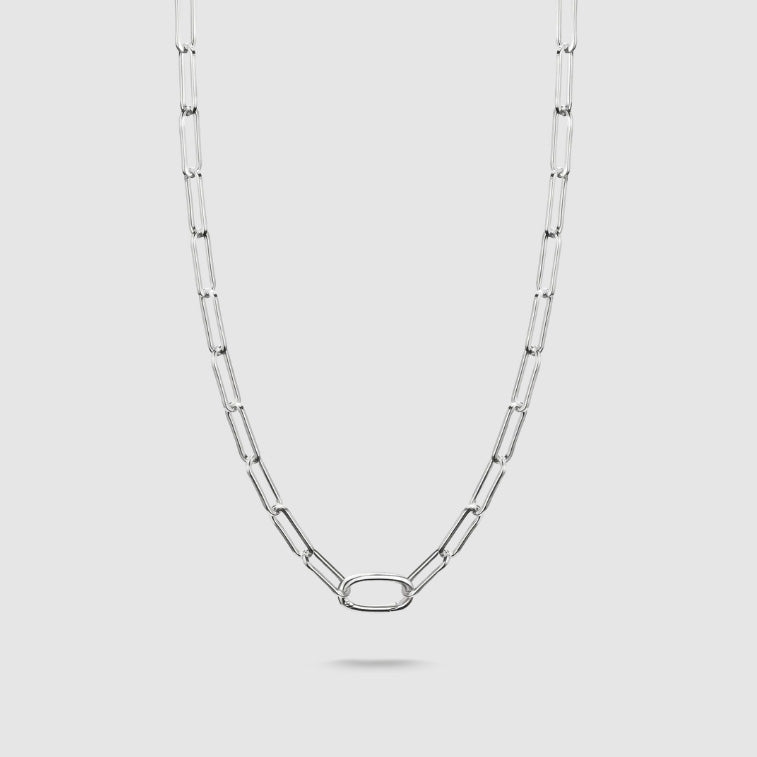 Connect Charm Necklace Paperclip Silver