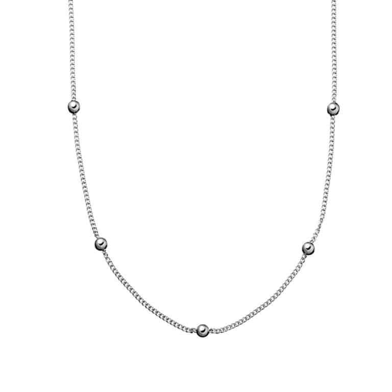 Sterling Silver Beaded Ball Chain Necklace