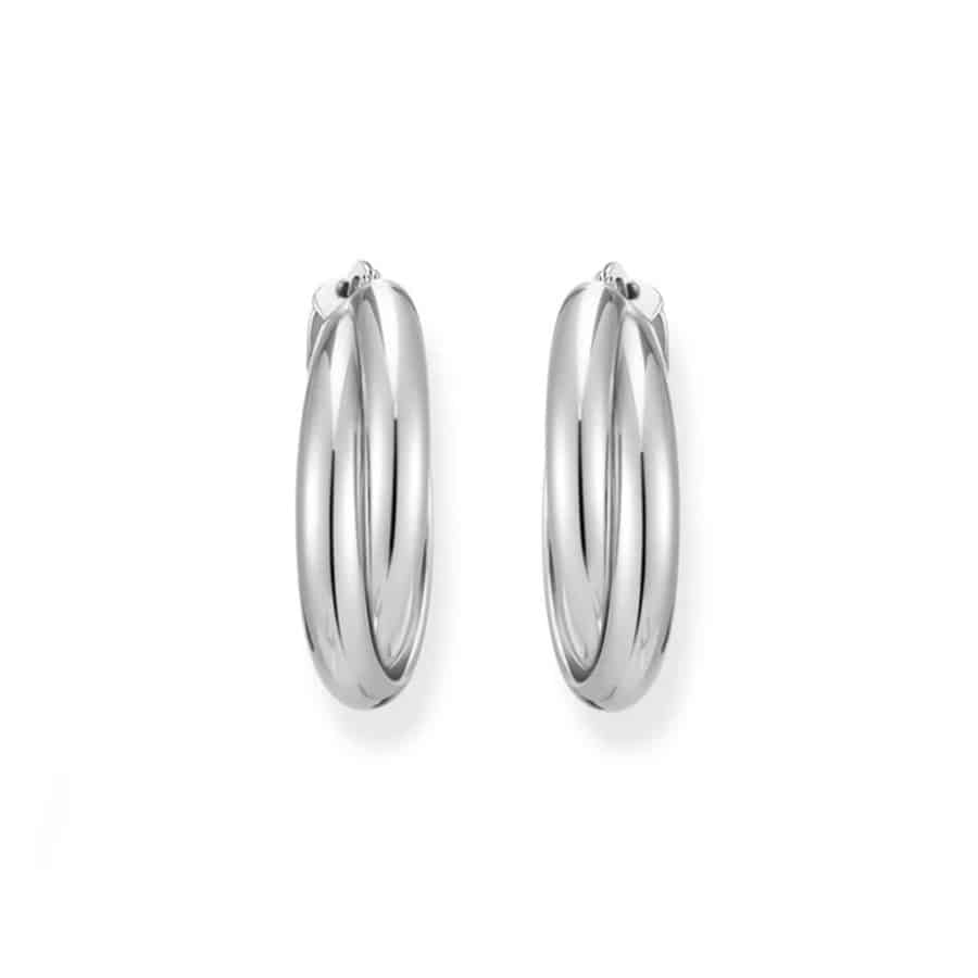 Hoop Earrings Intertwined Design Silver