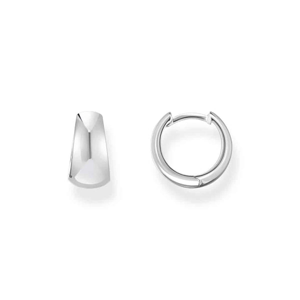 Hoop Earrings in Chunky, Trapezoidal shape Silver
