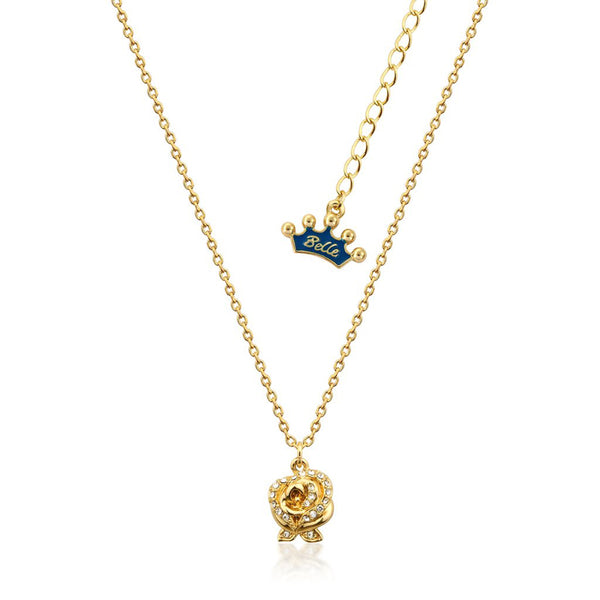 Enchanted Rose Crystal Necklace Yellow Gold