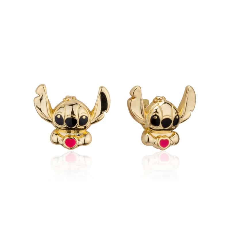 Disney Lilo and Stitch Heart Stud Earrings Yellow Gold