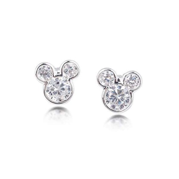 Mickey Mouse Crystal Stud White Gold
