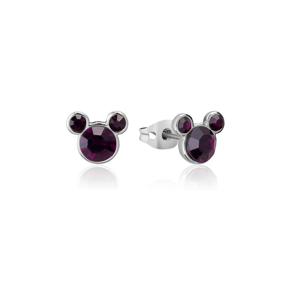 ECC Mickey February Birthstone Stud Earrings