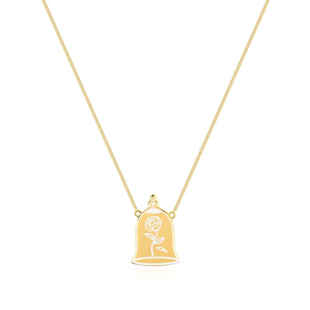 Sterling Silver Enchanted Rose Necklace Yellow Gold