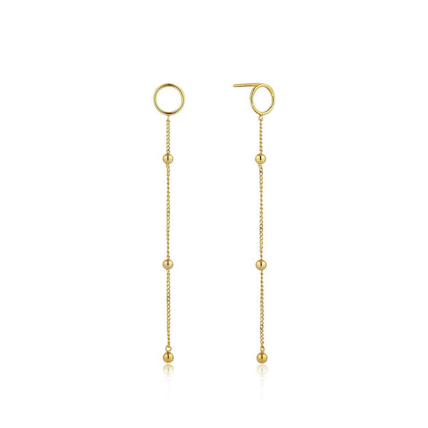 Gold Modern Beaded Drop Earrings
