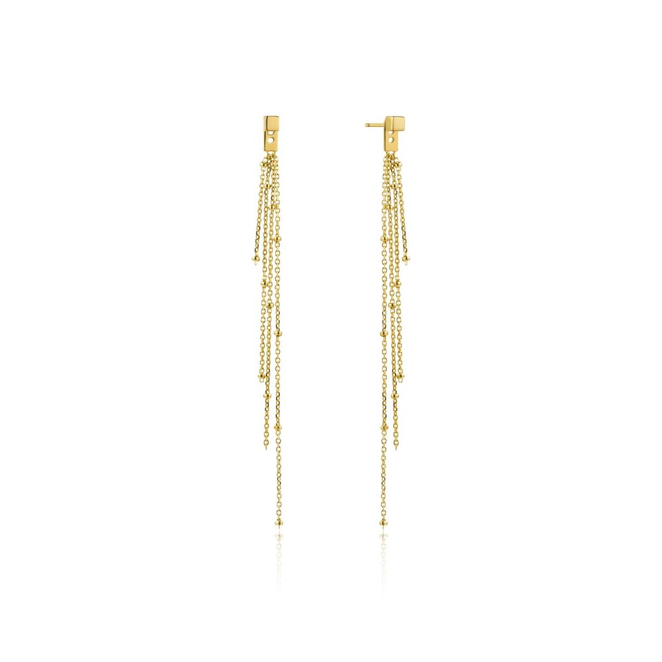Gold Fringe Tassel Drop Stud Earrings