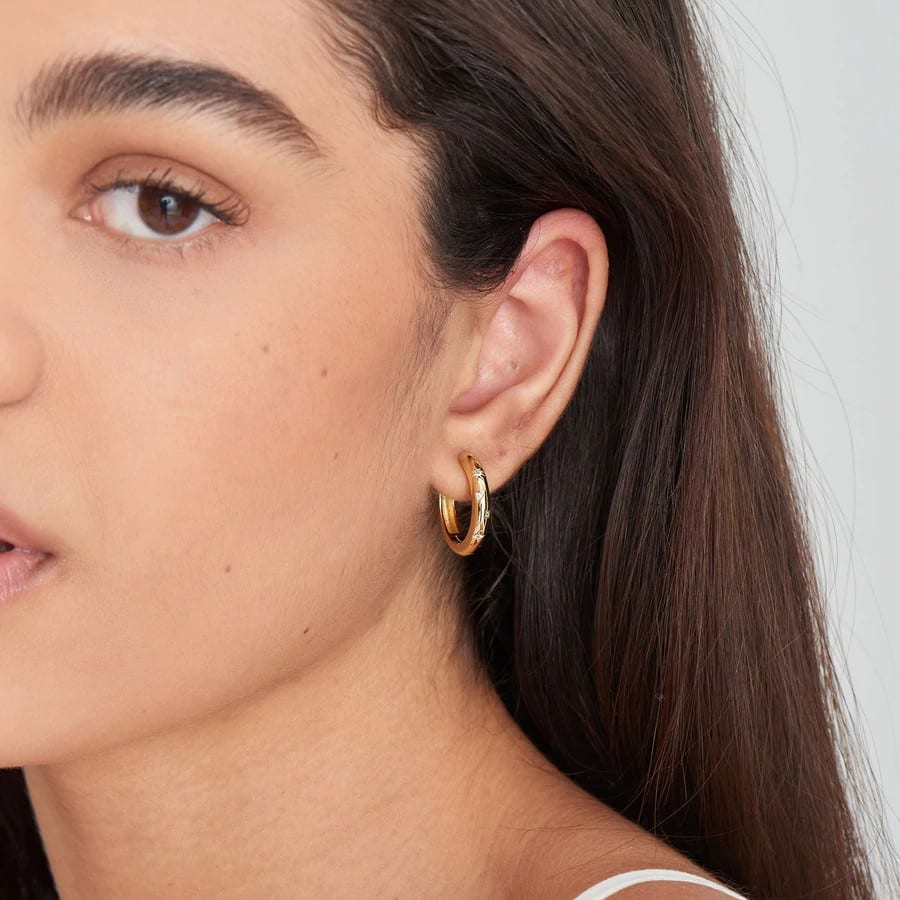 Gold Scattered Stars Hoop Earrings