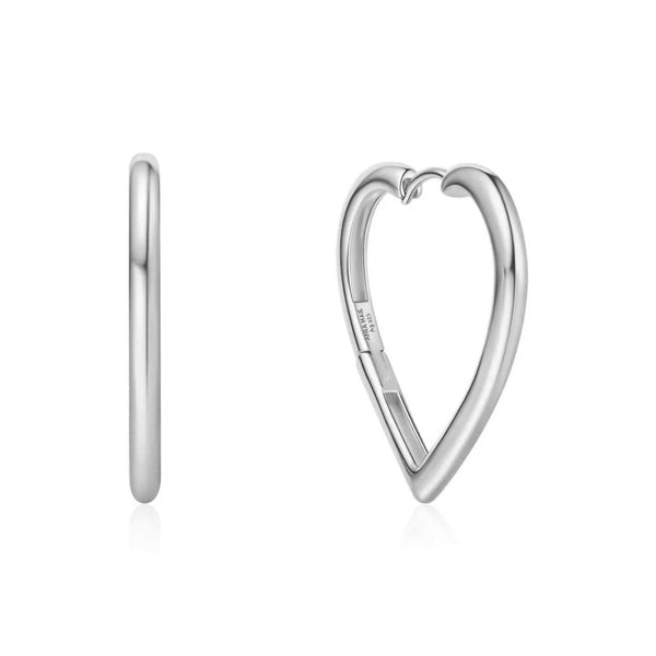 Silver Large Heart Hoop Earrings