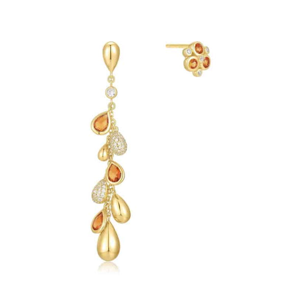 Gold Nano Gem Teardrop Cluster Earrings