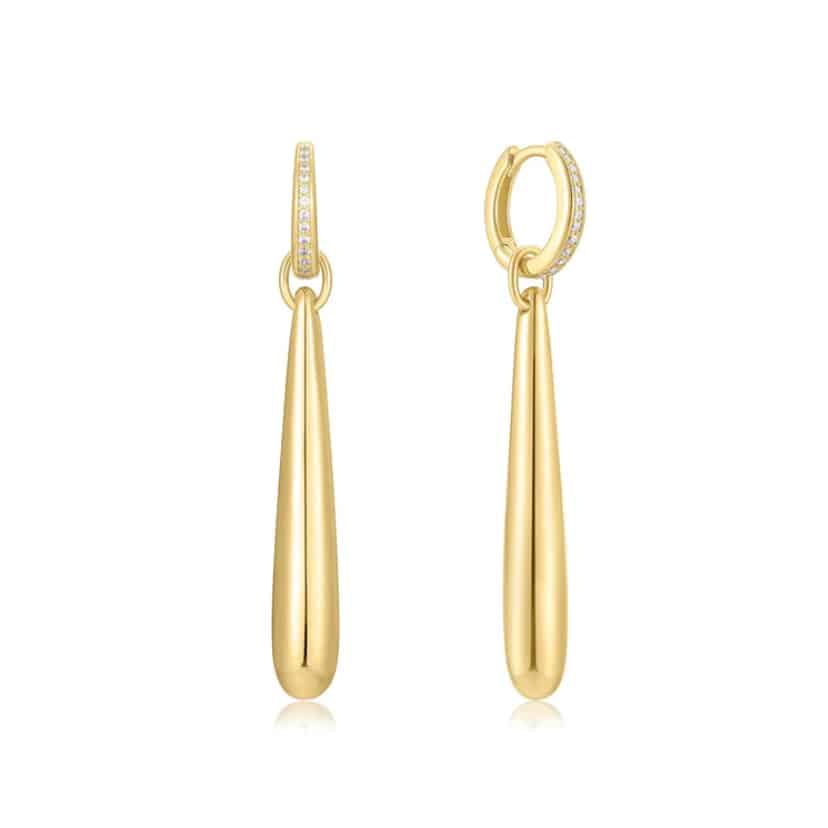 Gold Long Water Droplet Drop Earrings