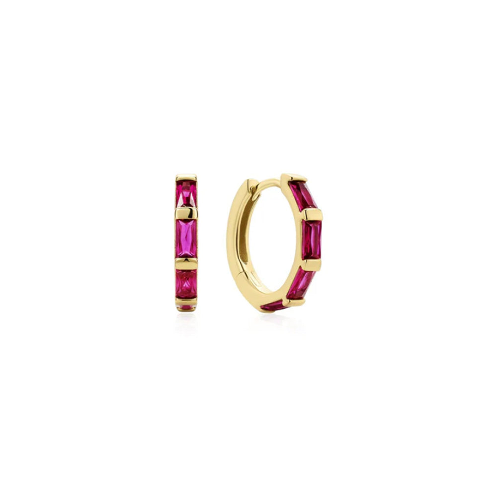 Crimson Huggie Hoop Earrings