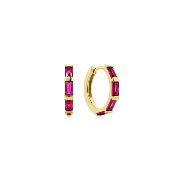 Crimson Huggie Hoop Earrings