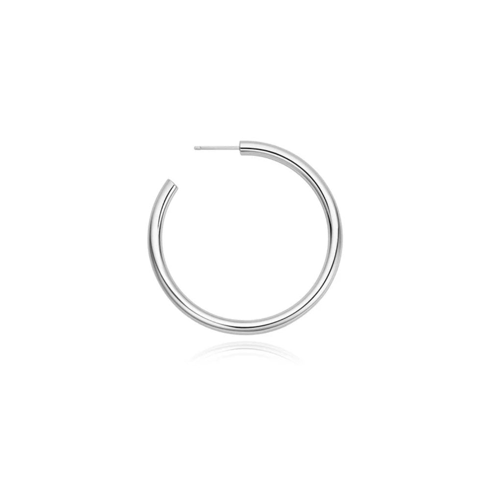 Silver Classic Tube Large Hoop Earrings