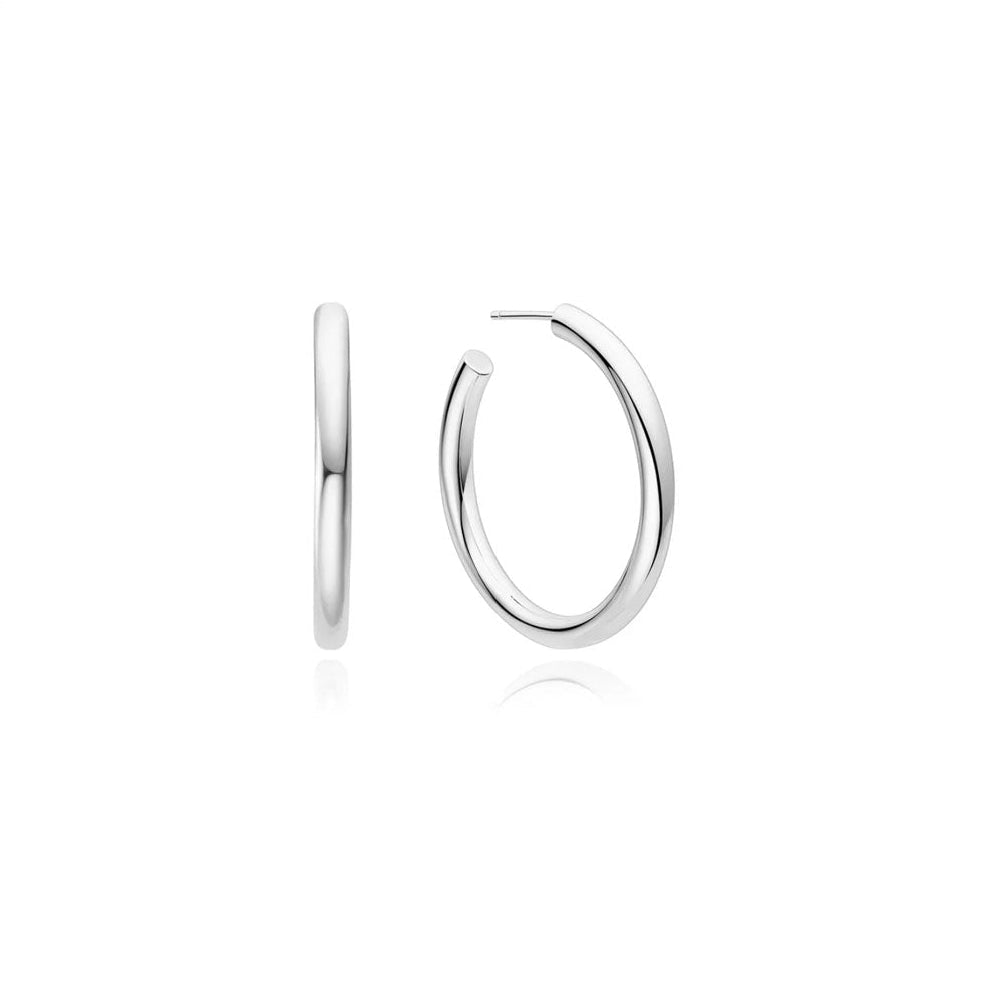 Silver Classic Tube Large Hoop Earrings