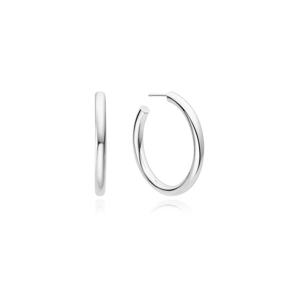 Silver Classic Tube Large Hoop Earrings