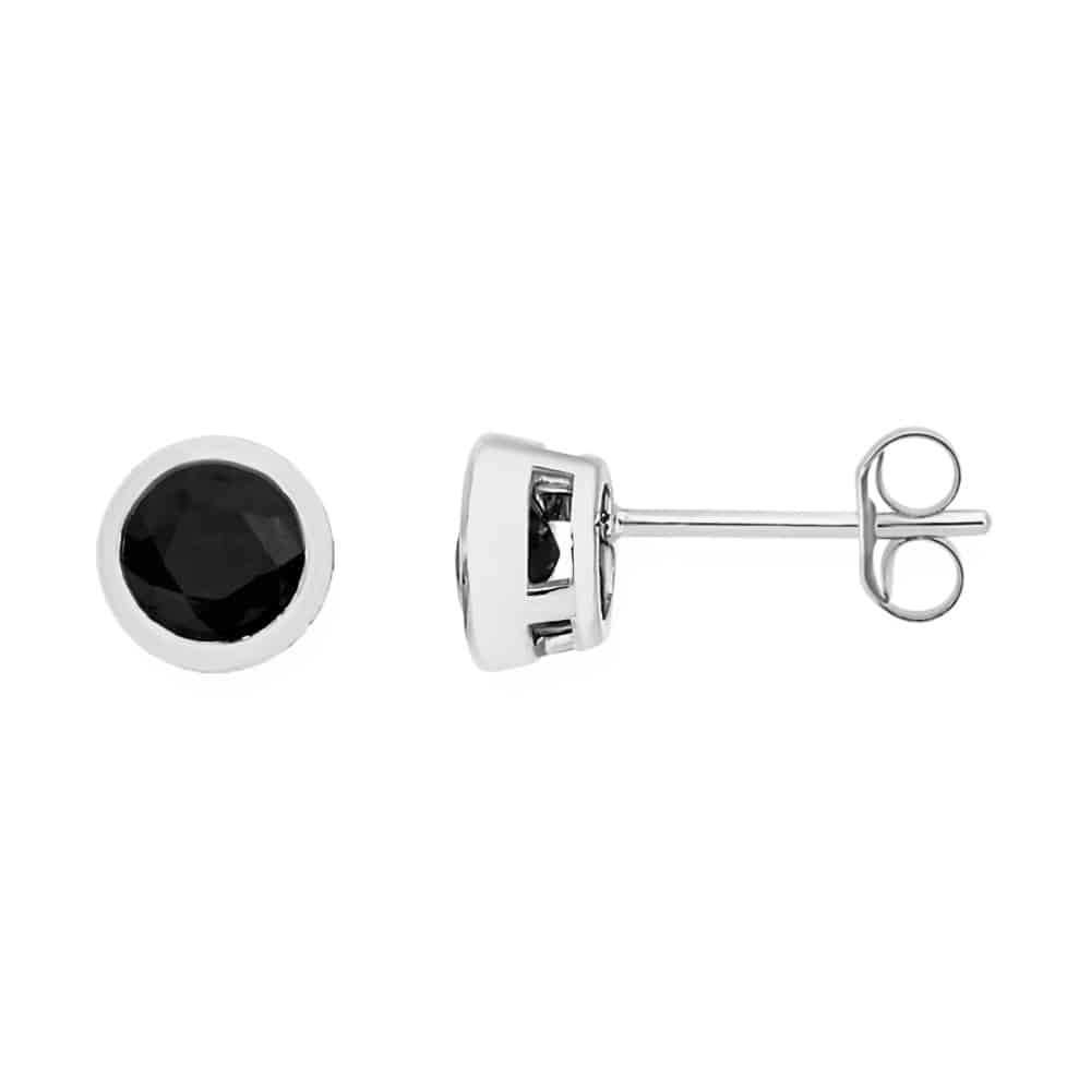 Sterling Silver Black CZ Bezel Set Stud