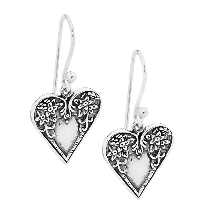 Patterned Heart Earrings in Silver