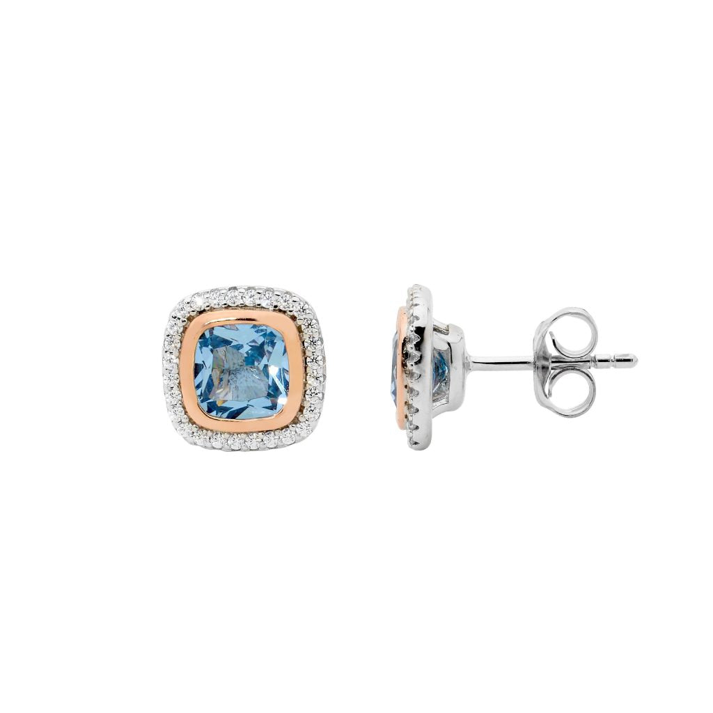 Blue Colour CZ Studs in Silver